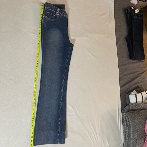 LAW MAN Women’s Blue Denim Jeans Flare Studded Waist Size 5 Stretch - Picture 7 of 13